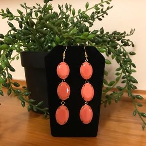 🛍SALE🛍 Coral Faceted 3 Stone Drop Earrings